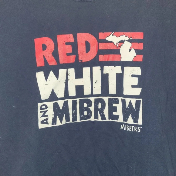 **4/$20 TEES**Red White and MI Brew Gildan Pure Michigan Men's size Lg USA shirt - Picture 2 of 4